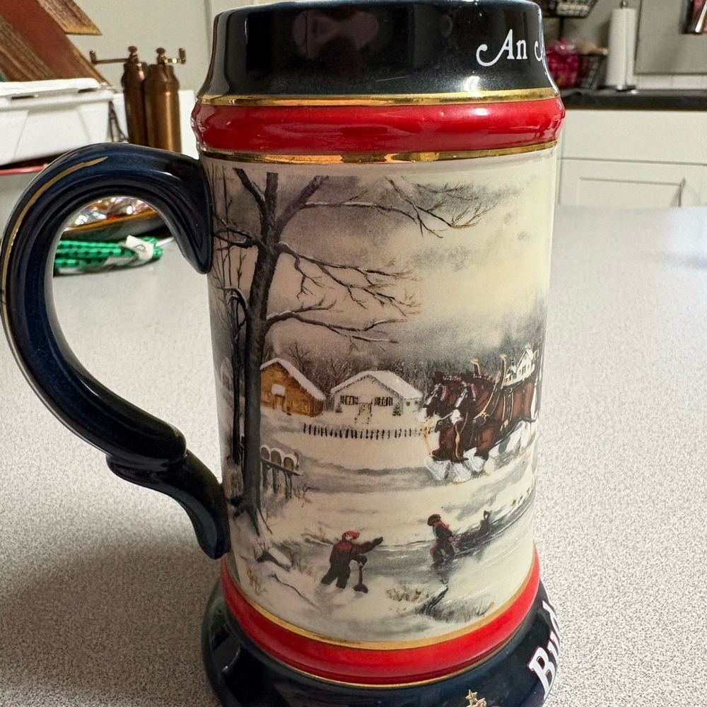 Winter Scene Ceramic Beer Stein